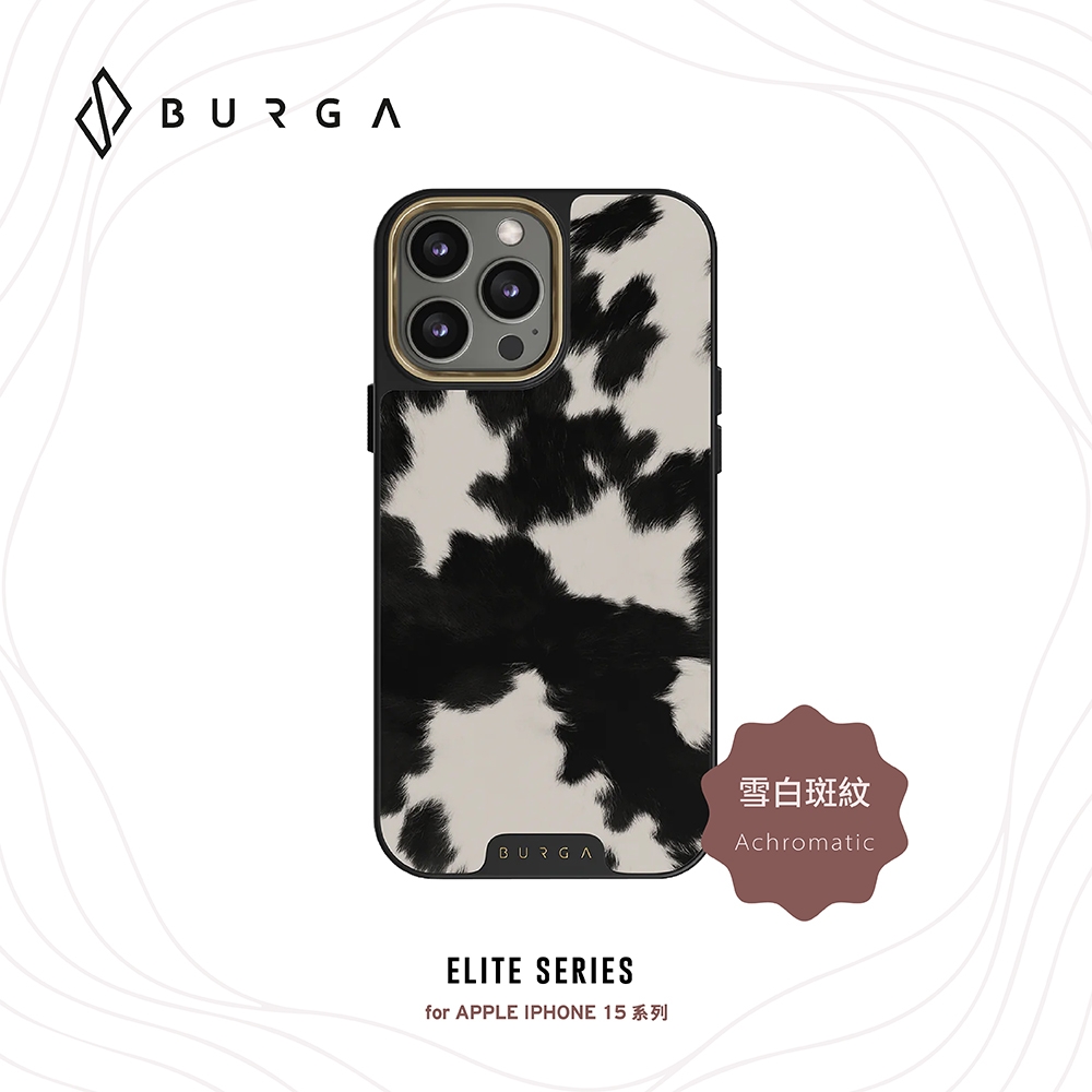 BURGA iPhone 15系列Elite款防摔保護殼-雪白斑紋