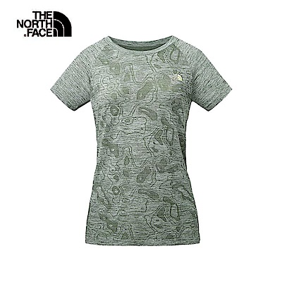 The North Face北面女款綠色吸濕排汗無縫針織短袖T恤｜3RLA1LR