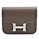 HERMES 經典CONSTANCE系列EPSON牛皮銀色H LOGO零錢包(錫灰色) product thumbnail 1