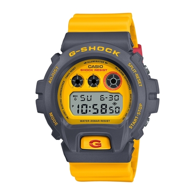 CASIO卡西歐G-SHOCK 90年代復古運動風亮眼黃灰撞色對錶女款GMD-S6900Y