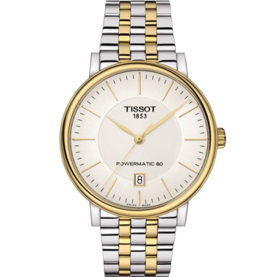 TISSOT 天梭 官方授權CARSON 都會品味紳士機械錶(T1224072203100)40mm