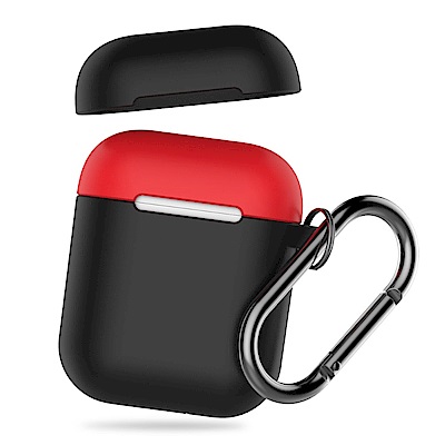 AHAStyle 撞色掛鉤款 AirPods 專用保護套 紅色上蓋+黑色保護套