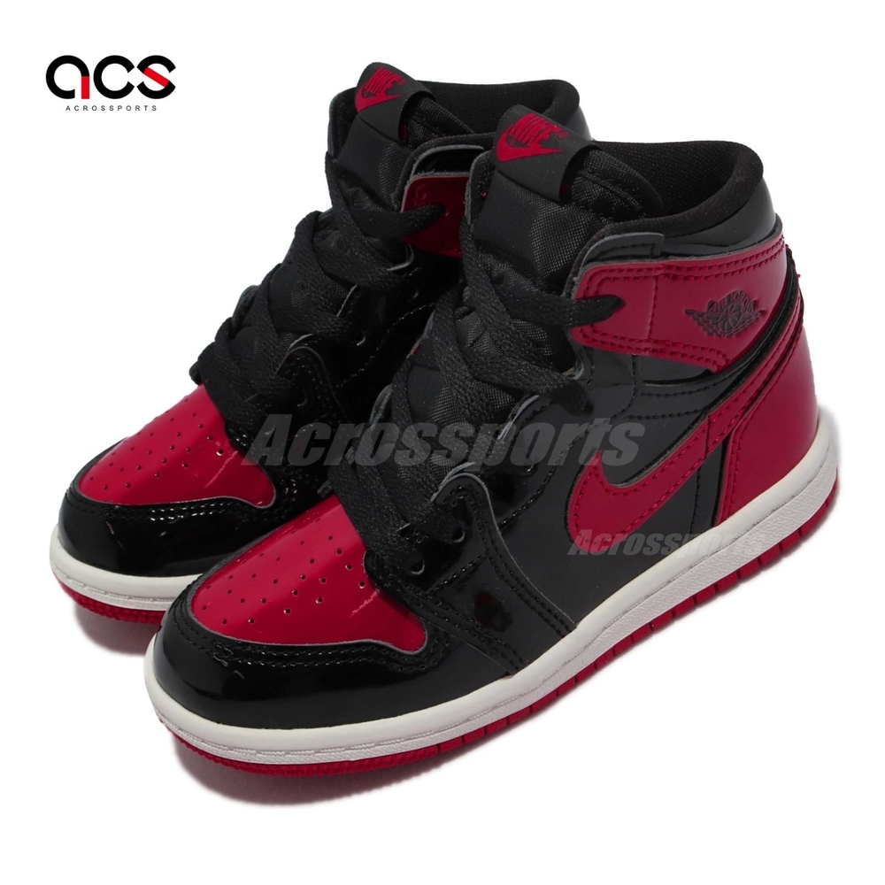 Nike Jordan 1 Retro High OG 童鞋經典款復刻喬丹一代漆皮小童穿搭黑紅