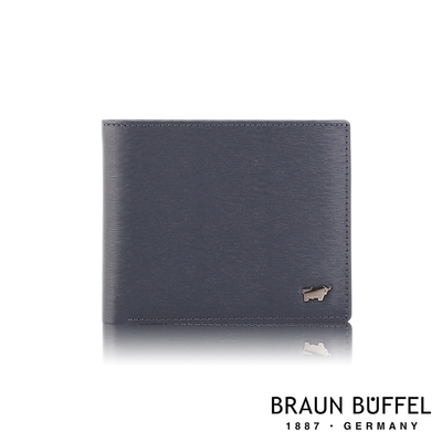 【BRAUN BUFFEL 德國小金牛】台灣總代理 波索 12卡中間翻透明窗短夾(網路限定)-藍色/BF386-317-NY