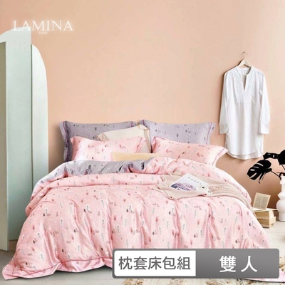 LAMINA 可愛多-粉 100%天絲枕套床包組 雙人