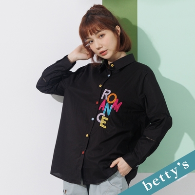 betty’s貝蒂思 彩色釦子字母刺繡襯衫(黑色)