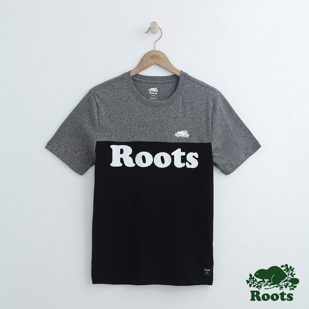 男裝Roots 撞色短袖T恤-灰
