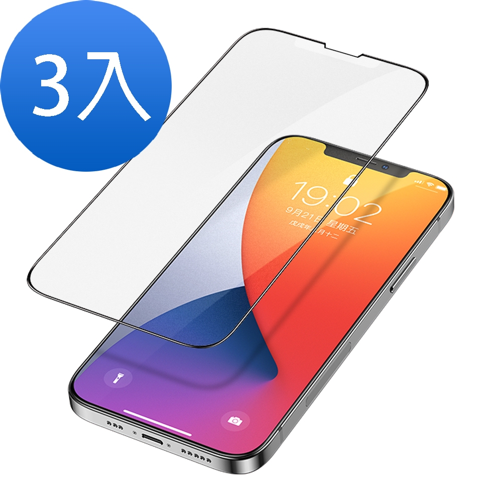 3入 iPhone 13 Pro 6.1吋 滿版霧面9H玻璃鋼化膜手機保護貼 iPhone13Pro保護貼