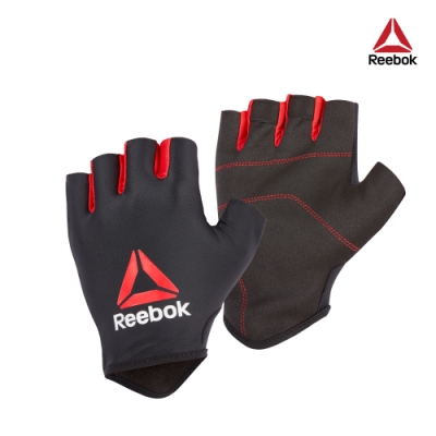 Reebok 初階透氣半指手套(黑/紅)-共三尺寸