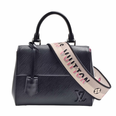 LV M58925經典Cluny Mini系列EPI皮革雙色背帶手提/肩背包(黑色-展示品)