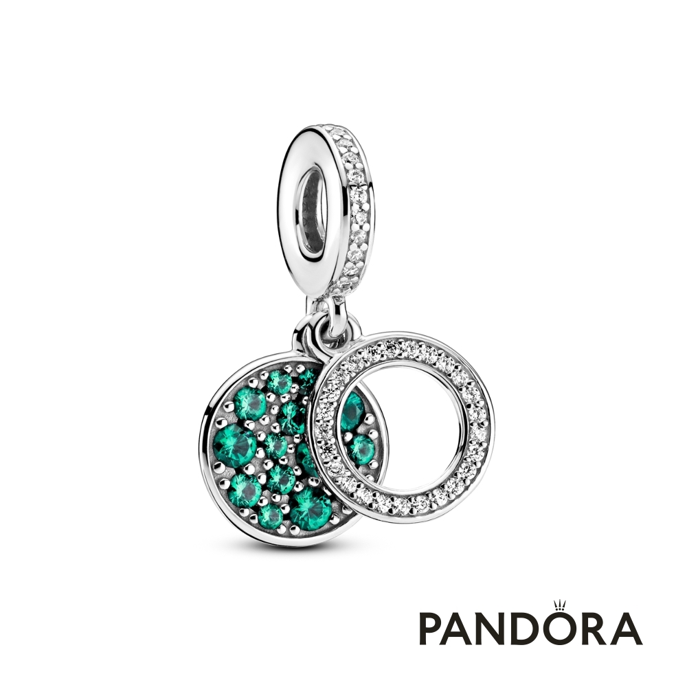 【Pandora官方直營】璀璨綠色雙圓吊飾-絕版品