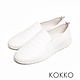 (換季出清美鞋)KOKKO極致彈力鱷魚壓紋真皮懶人平底休閒鞋白色 product thumbnail 1