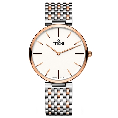 TITONI 梅花錶 纖薄系列 羅馬石英錶 TQ52718SRG-606 /37mm