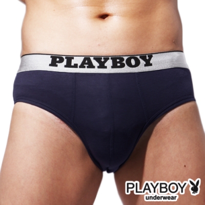 PLAYBOY MIT素面棉感低腰三角褲-單件(丈青)