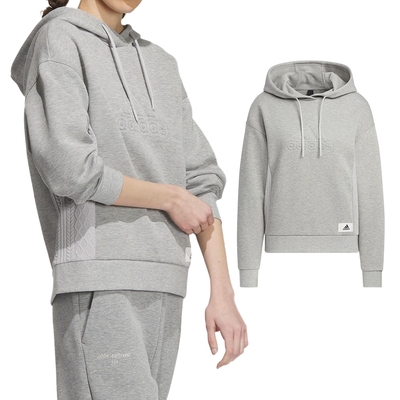 Adidas Lounge Hoody 女 灰色 運動 休閒 帽T 連帽T 上衣 連帽 長袖 IP0754