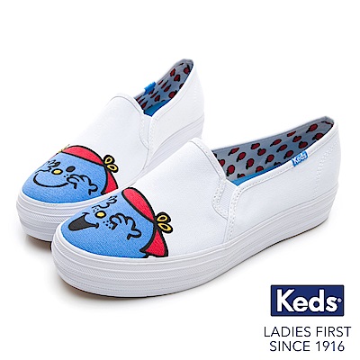 Keds x LITTLE MISS  笑嘻嘻小姐厚底休閒便鞋-白/藍