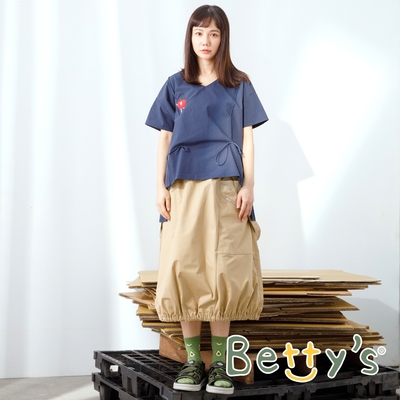 betty’s貝蒂思　日雜風可愛吊帶花苞裙 (卡其)