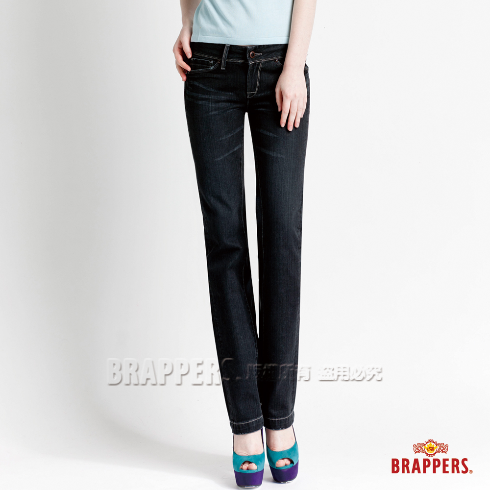 BRAPPERS 女款 新美腳二代系列-直筒褲-黑