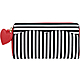 LULU GUINNESS Stripe 展示品 黑白紅心綴飾條紋拉鍊長夾(內夾層邊皮革破裂) product thumbnail 1