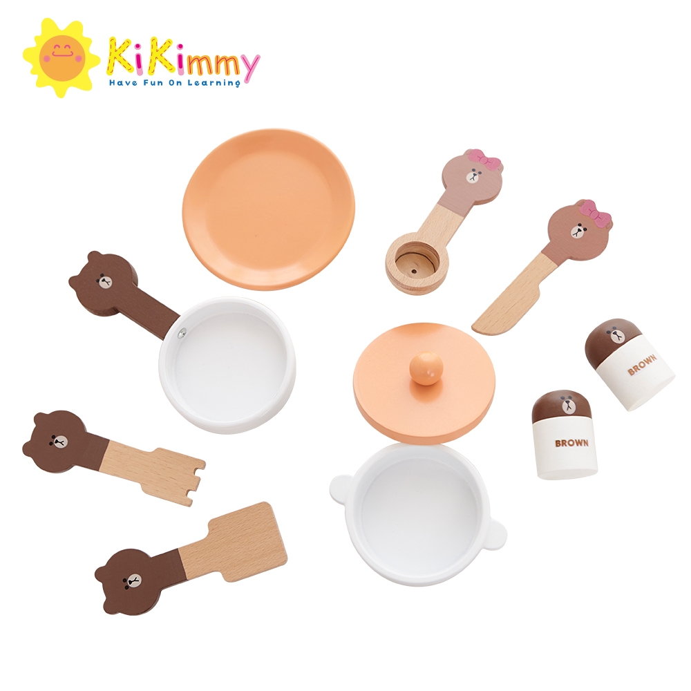 kikimmy -LINE FRIENDS 木製玩具廚房餐具組(9件組)