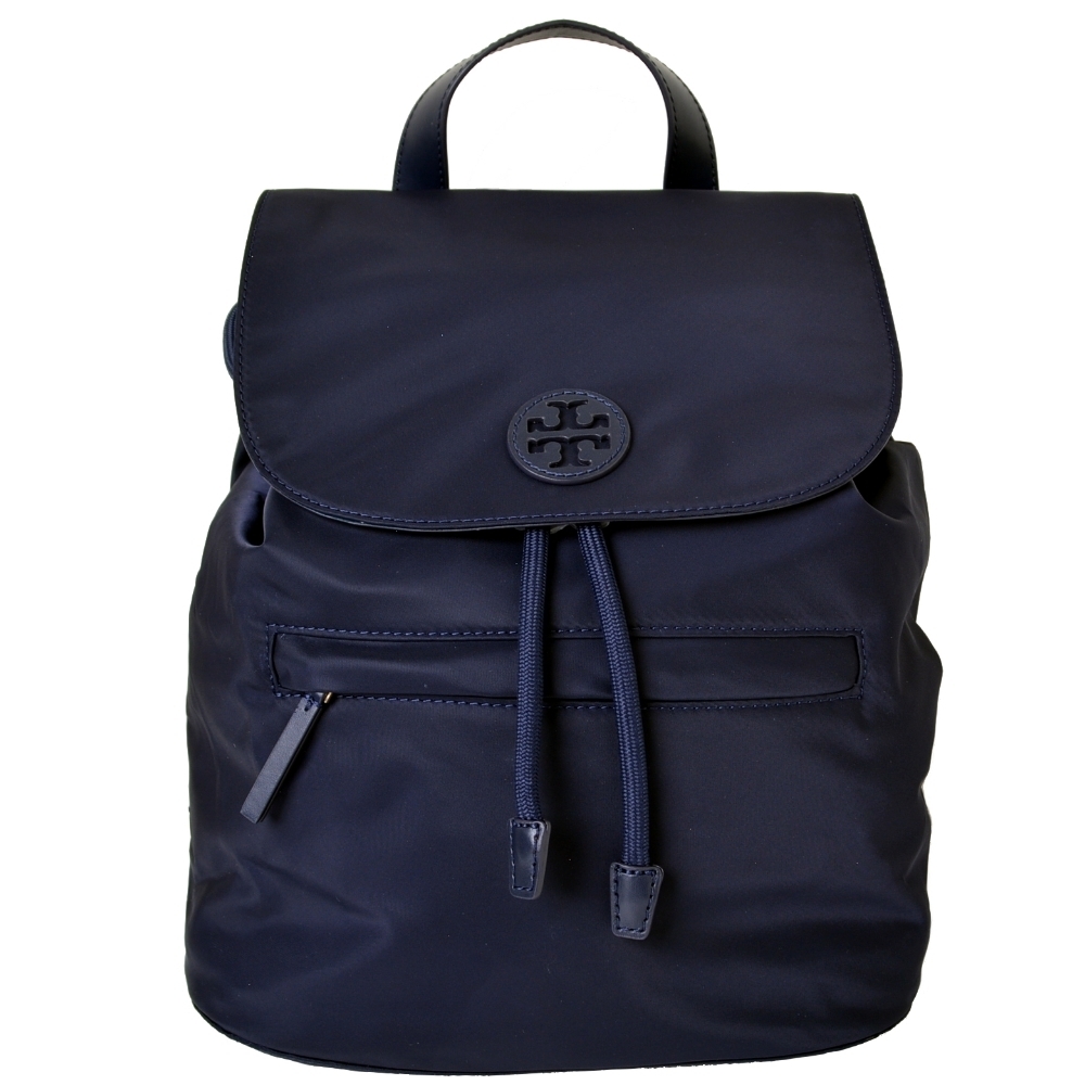 TORY BURCH NYLON FLAP 經典LOGO輕量尼龍時尚後背包-海軍藍