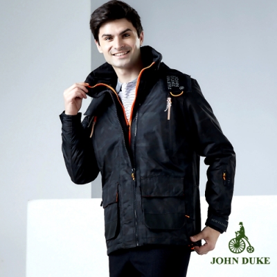 JOHN DUKE 約翰公爵美式三層拉鍊多口袋保暖外套 橘/黑(15-8K5950)