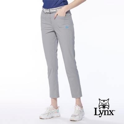 【Lynx Golf】女款吸濕排汗環保透氣易溶紗後袋格紋布窄管九分褲-灰色