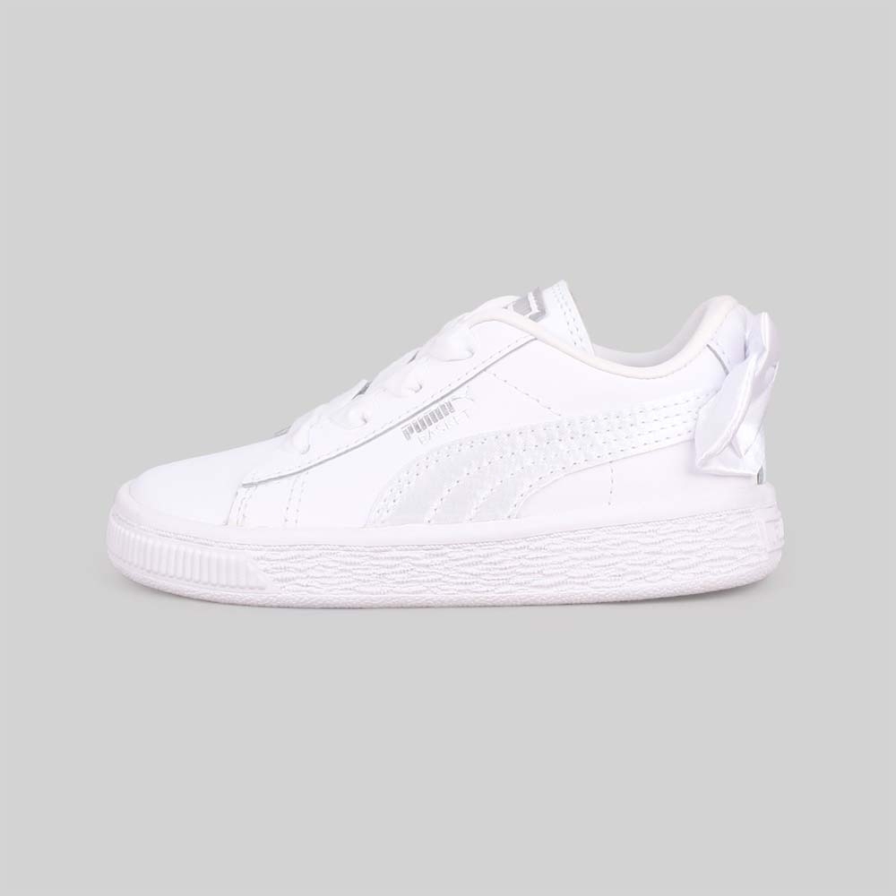 PUMA BASKET BOW AC LNF 女兒童休閒運動鞋-蝴蝶結款 白