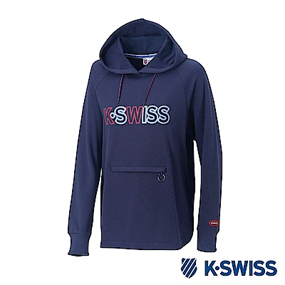 K-SWISS Long Hooded Sweat Shirts長版連帽上衣-女-藍