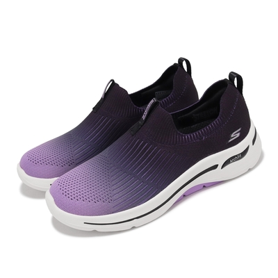 Skechers 休閒鞋 Go Walk Arch Fit 女鞋 黑 紫 輕量 緩衝 足弓支撐 運動 健走 124885BKLV