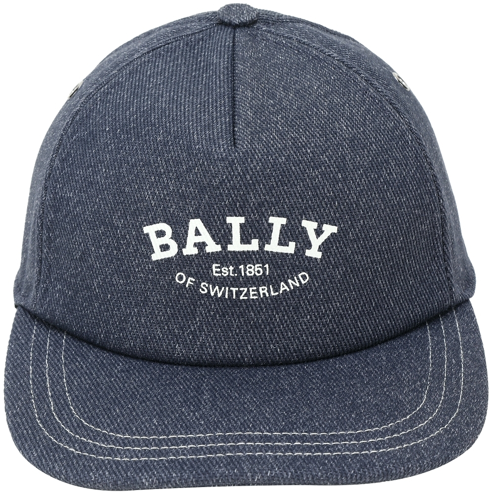 BALLY 刺繡字母標誌牛仔帆布鴨舌帽(藍色)