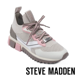 STEVE MADDEN-【線上獨家】DECORE 透氣網布綁帶休閒鞋-灰粉色