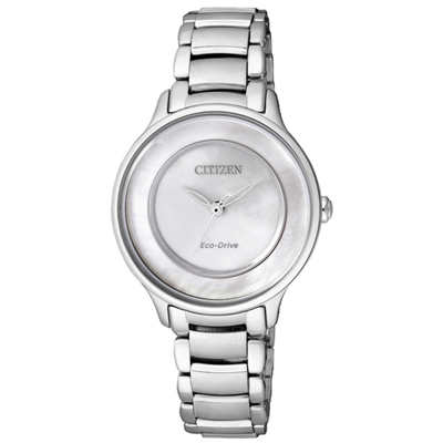 CITIZEN Eco-Drive 晨之曙光光動能腕錶-白(EM0380-57D)