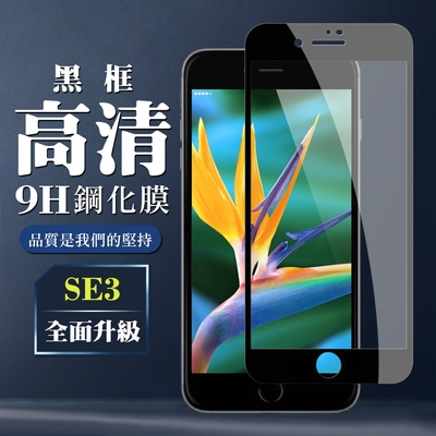 IPhone SE2/SE3 9H滿版玻璃鋼化膜黑框高清手機保護貼(SE3保護貼SE3鋼化膜)