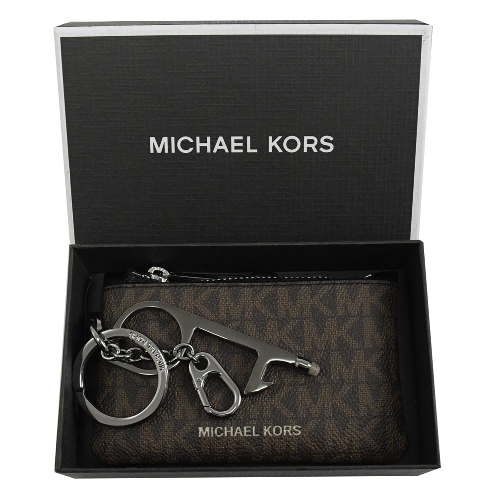 MICHAEL KORS GIFTING?經典MK印花多功能鑰匙釦零錢包禮盒組(深咖)