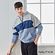 Nautica 男裝 拼接口袋刷毛長袖連帽T恤-藍 product thumbnail 1