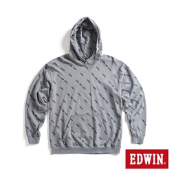 EDWIN EDGE 滿版印花 LOGO連帽長袖T恤-男-灰色