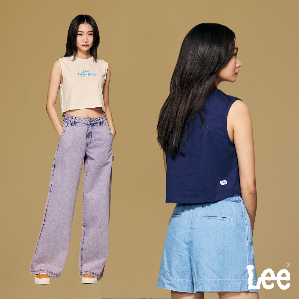 Lee 女款 短版三角Logo休閒背心 兩色 (蒼灰白)