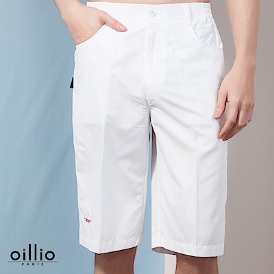 oillio歐洲貴族 休閒超柔抗皺短褲 細膩花紋設計 白色