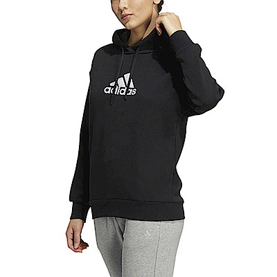 Adidas MH BOS Hoody HM7069 女 連帽上衣 帽T 運動 休閒 寬鬆 舒適 壓紋LOGO 黑