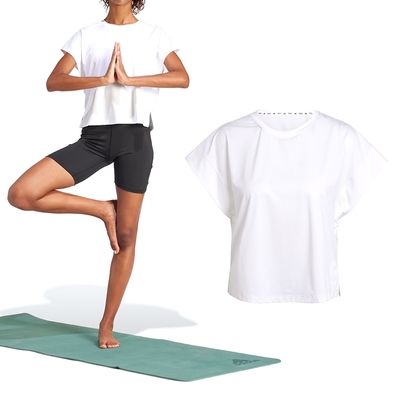 Adidas Studio T-Shirt 女款 白色 圓領 柔軟 運動 休閒 透氣 上衣 短袖 IS2978