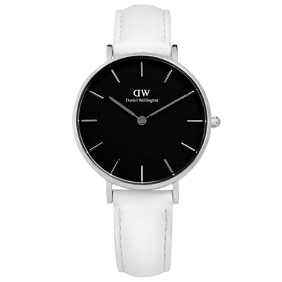 DW Daniel Wellington 經典真皮手錶-黑x白/32mm