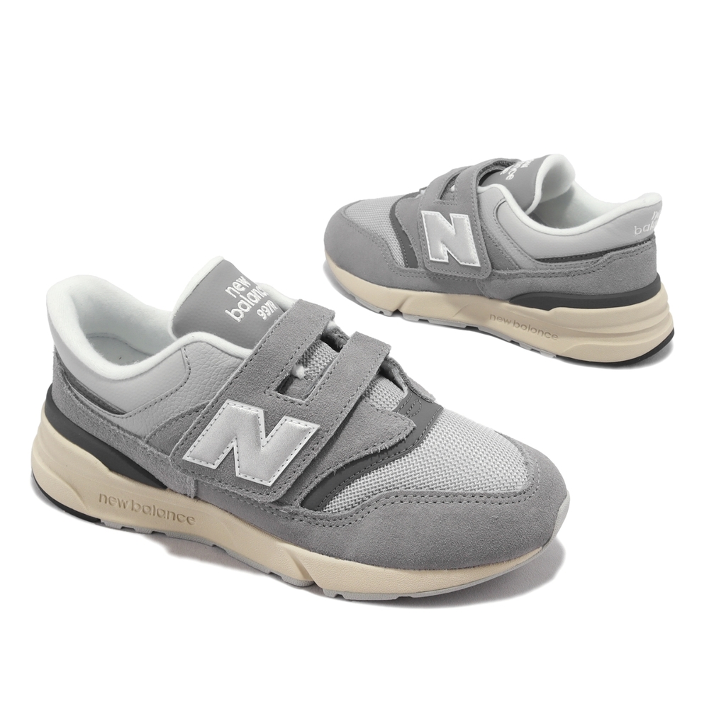 New Balance 童鞋997R 寬楦中童幻影灰金屬銀魔鬼氈復古休閒鞋