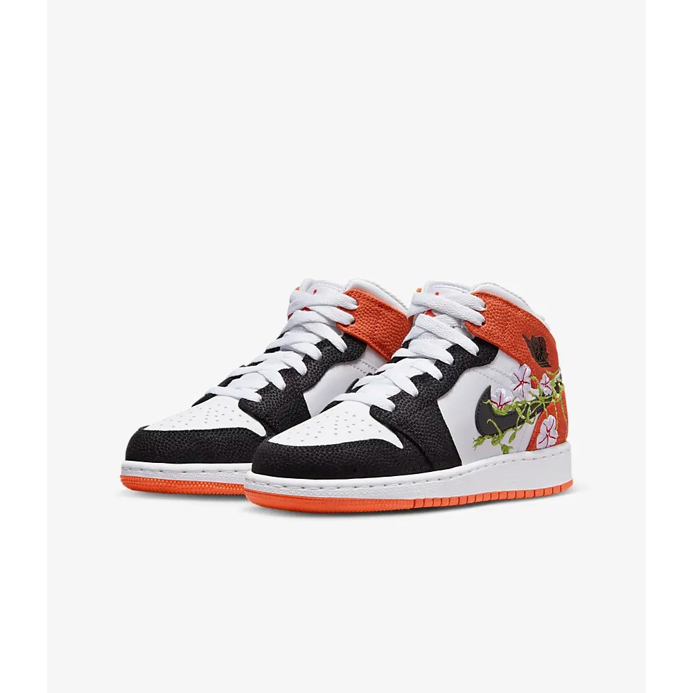 NIKE AIR JORDAN 1 MID SE (GS)大童男女運動休閒鞋-黑白橘-DQ8390100