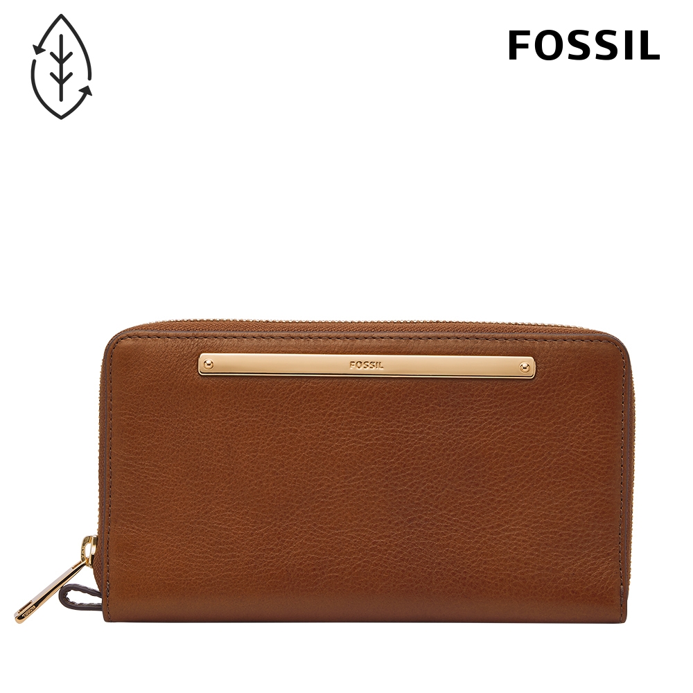 【FOSSIL】Liza 真皮拉鍊式長夾-咖啡色 SL7878G200