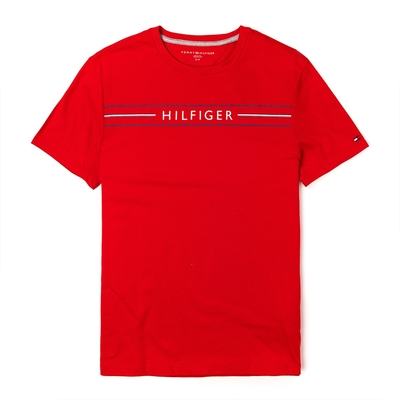 TOMMY 經典印刷文字圖案短袖T恤-紅色