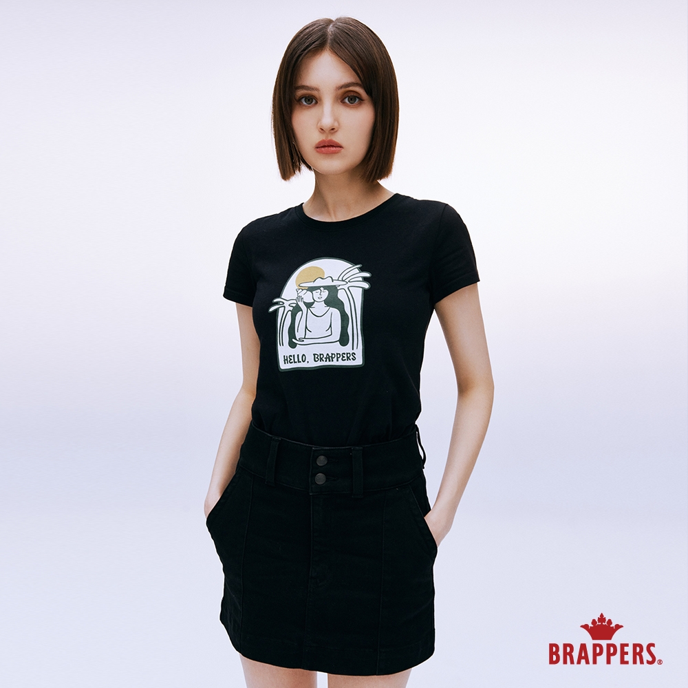 BRAPPERS 女款 海螺少女印花T恤-黑