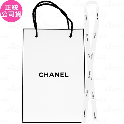 CHANEL 香奈兒 緞帶(80cm)+CHANEL 香奈兒 中紙袋(公司貨)