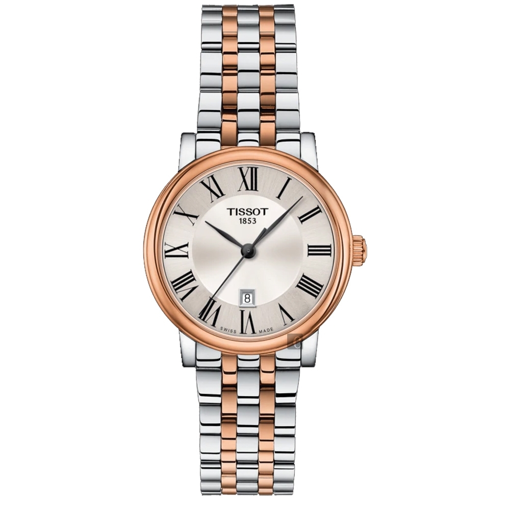 TISSOT 天梭 官方授權 Carson 羅馬石英女錶-30mm T1222102203301