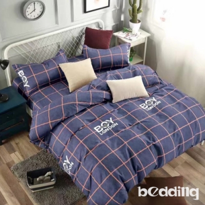 BEDDING-活性印染-單人薄式床包枕套二件式-英倫學院